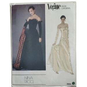 Vogue Paris Original Pattern Nina Ricci 2604 Long Sleeve Gown With Stole Size 12